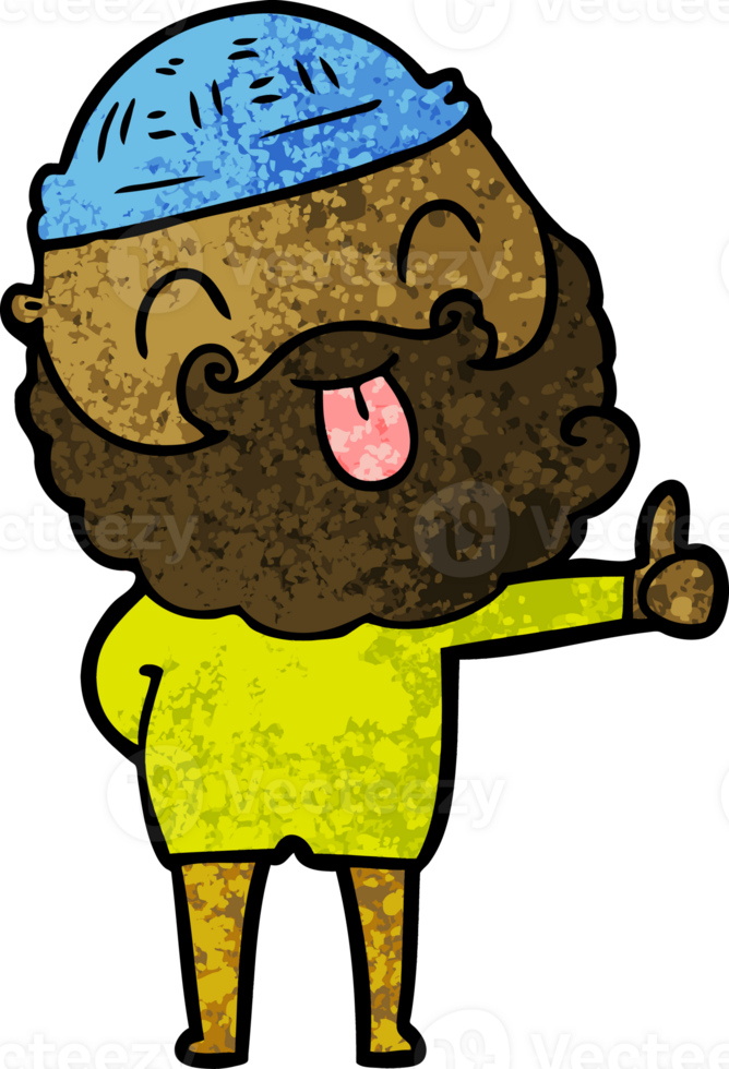 man with beard sticking out tongue drawing png