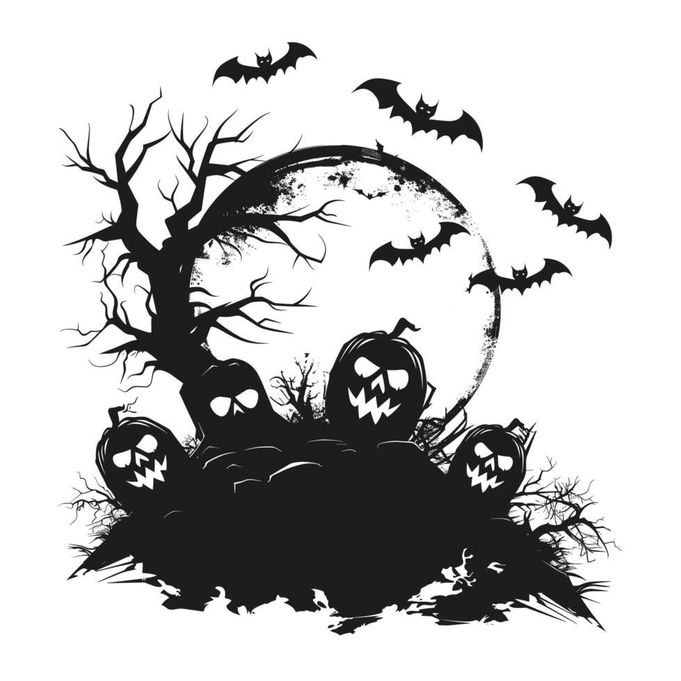 A halloween scenario silhouette vector