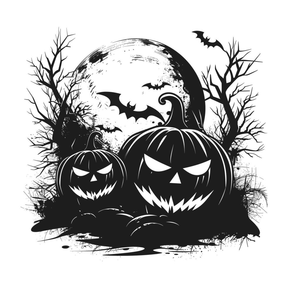 A halloween scenario silhouette vector