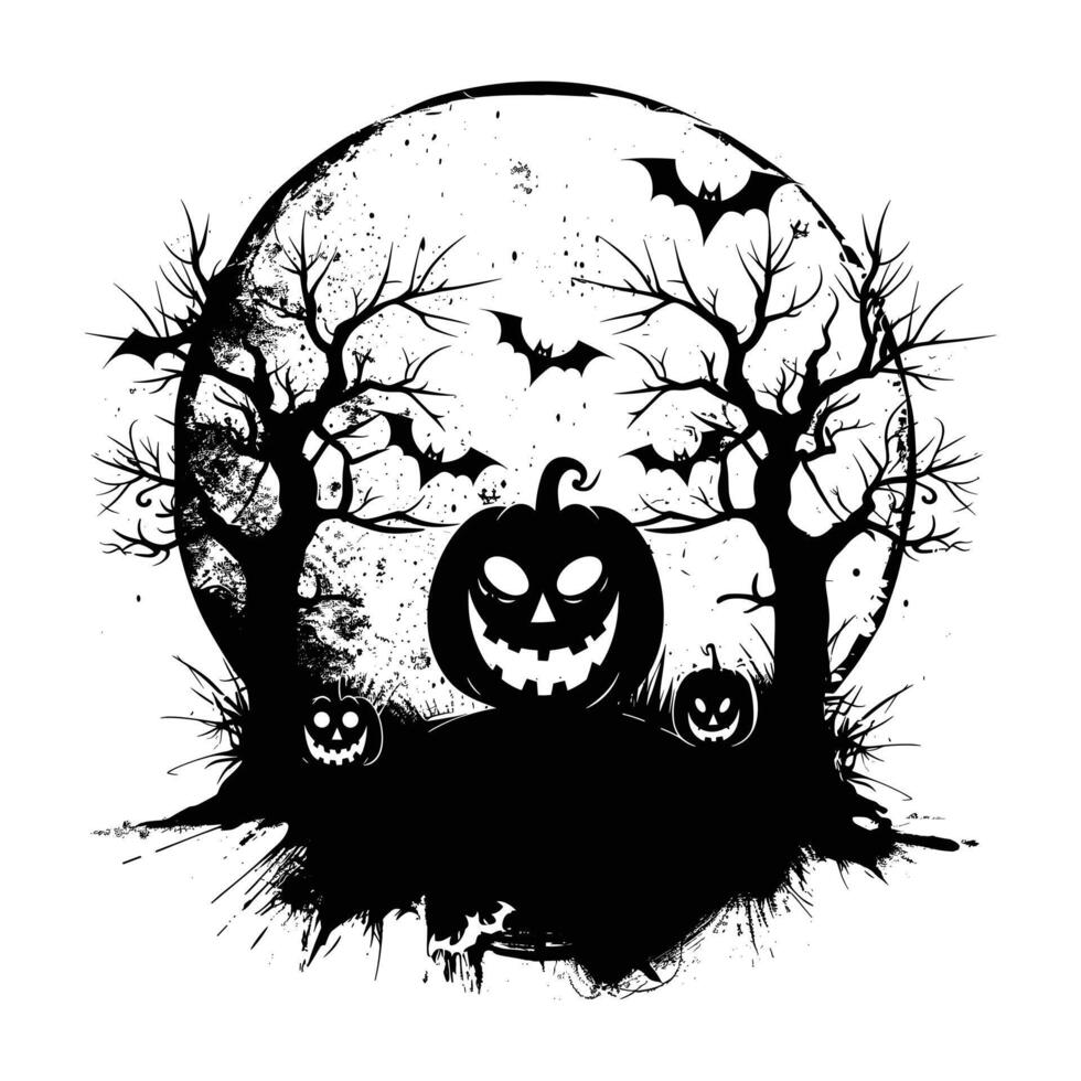 A halloween scenario silhouette vector