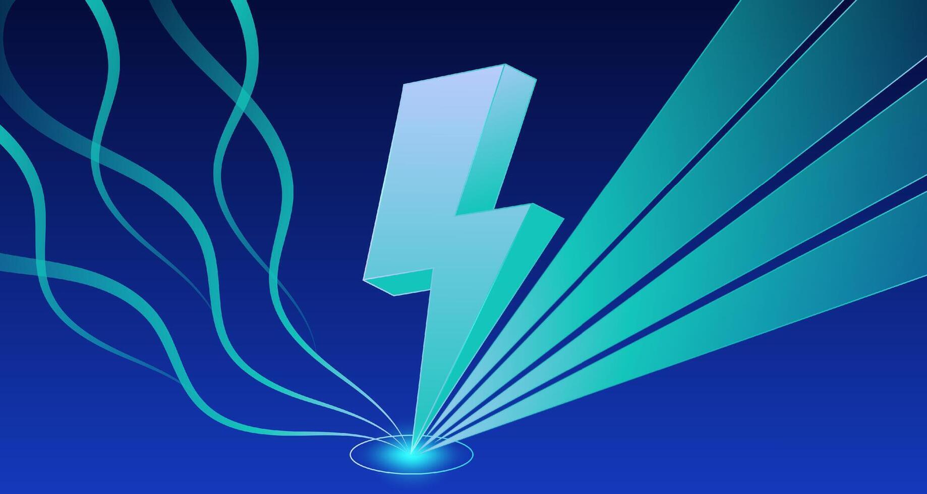 Lightning blue and purple background. Thunderbolt 3d style vector