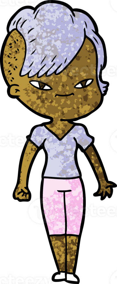 cute cartoon girl with hipster haircut drawing png