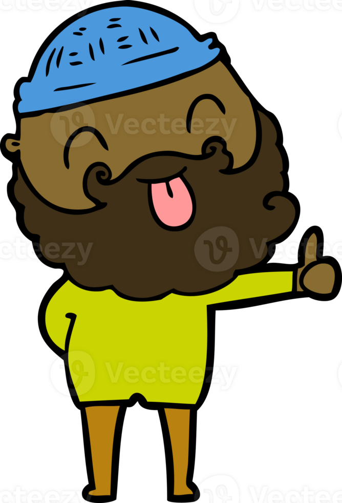 man with beard sticking out tongue drawing png