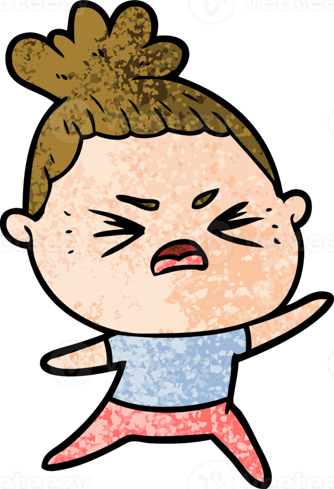 cartoon angry woman drawing png