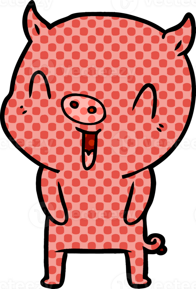 happy cartoon pig drawing png