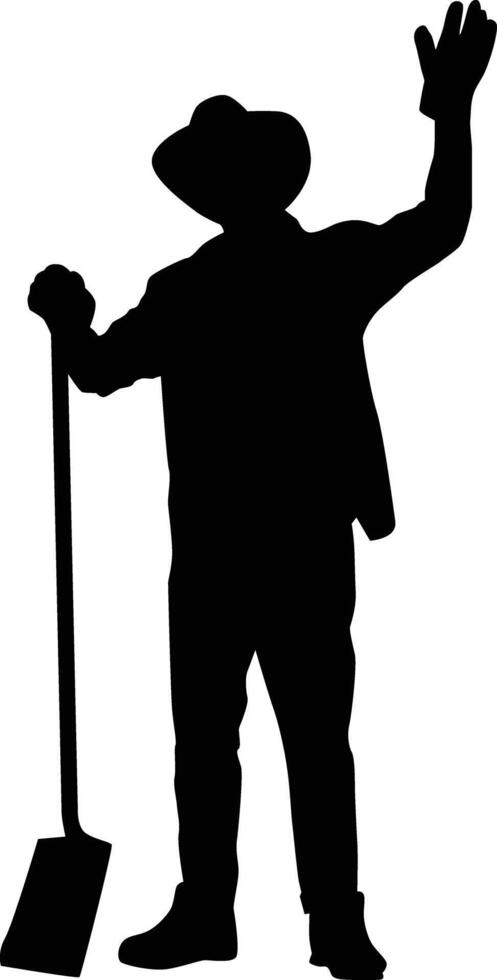 Farmer standing full body silhouette illustration vector