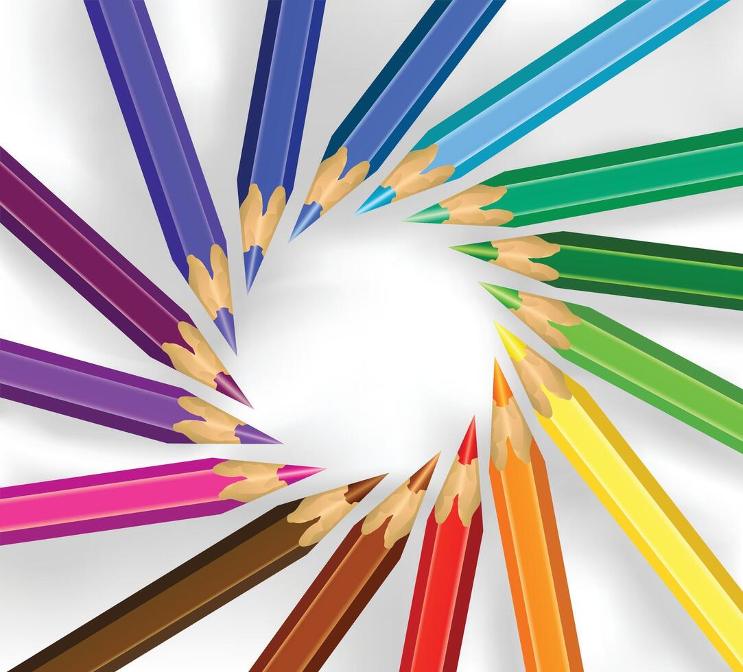 Colored pencils in a circle vector
