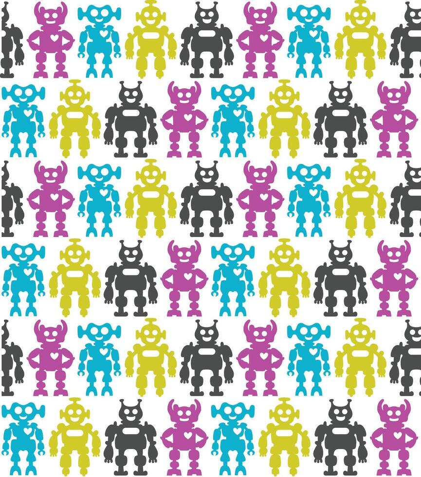 Robots. Seamless background vector