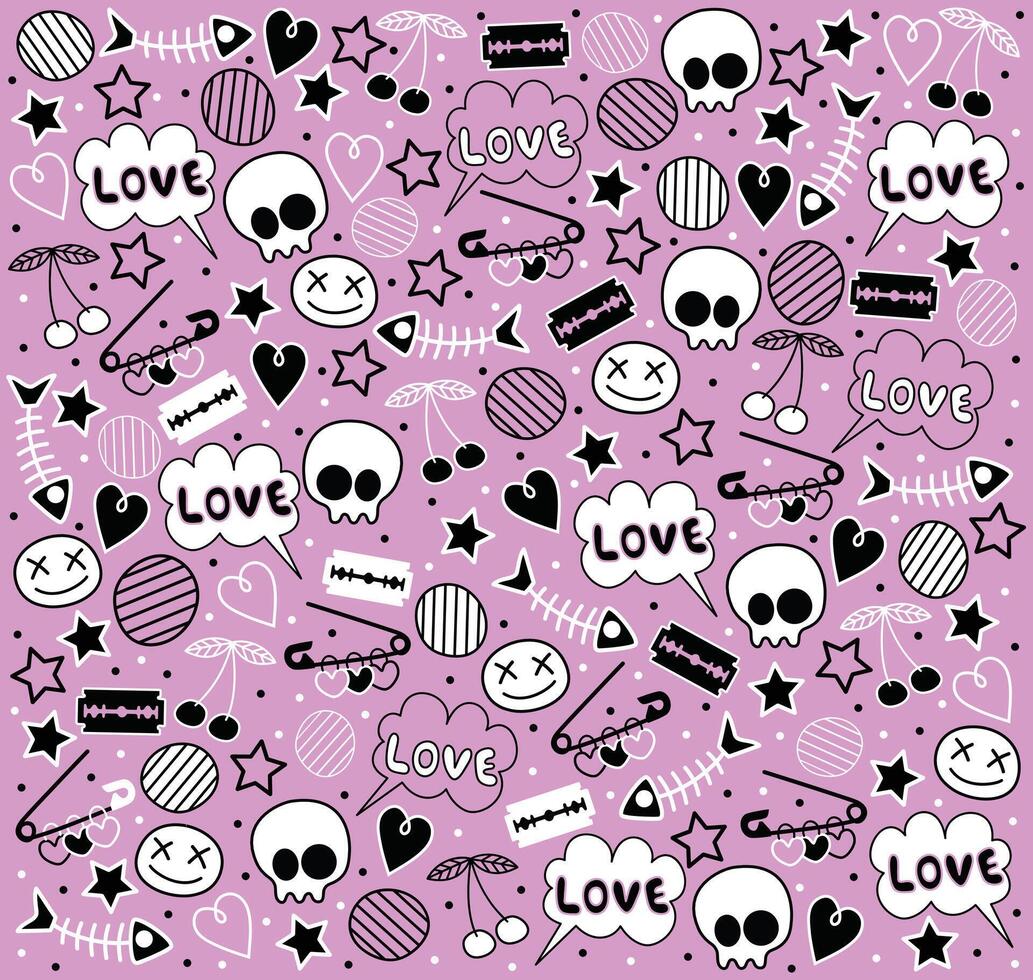 Teenage background with different elements vector