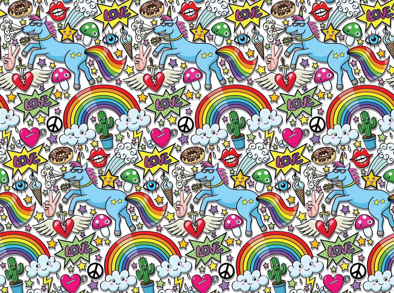 Unicorn background with different elements. vector