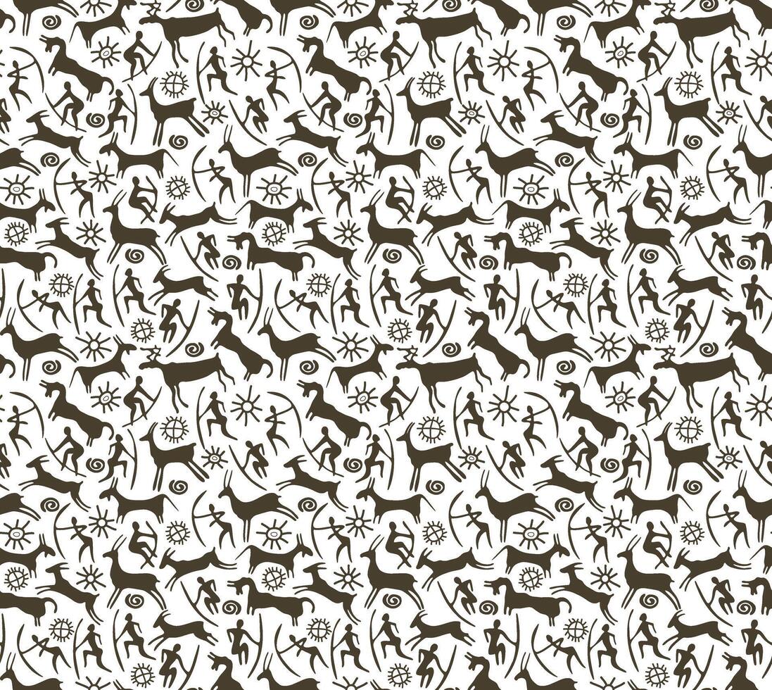 Petroglyphs. Seamless background vector