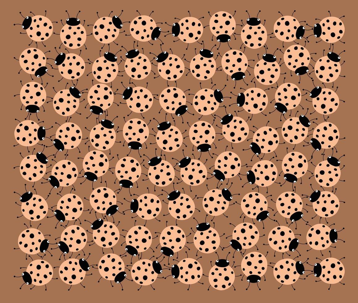 Ladybugs. Brown background with insects vector