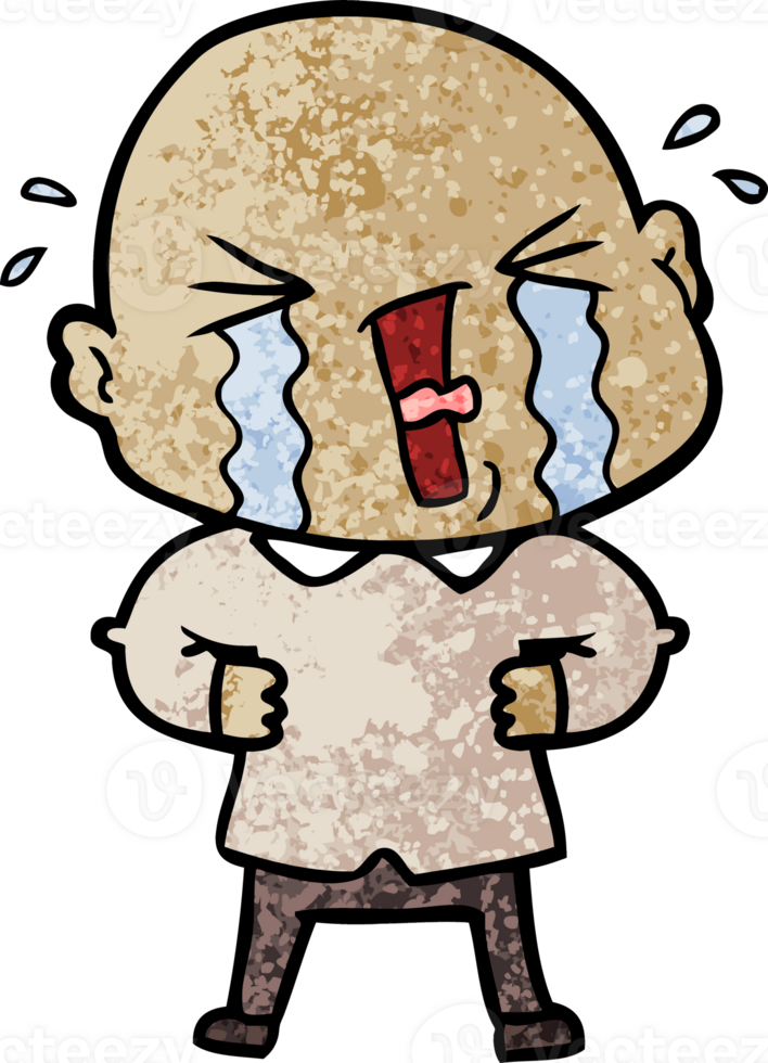 cartoon crying bald man drawing png