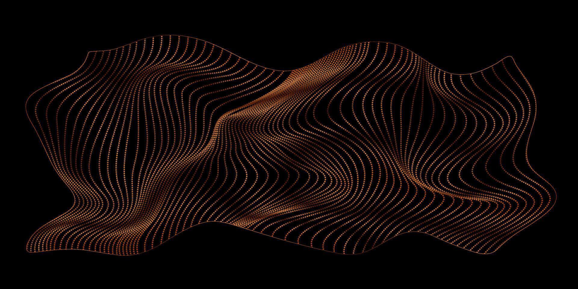 Bronze minimal wavy dotted lines abstract background vector