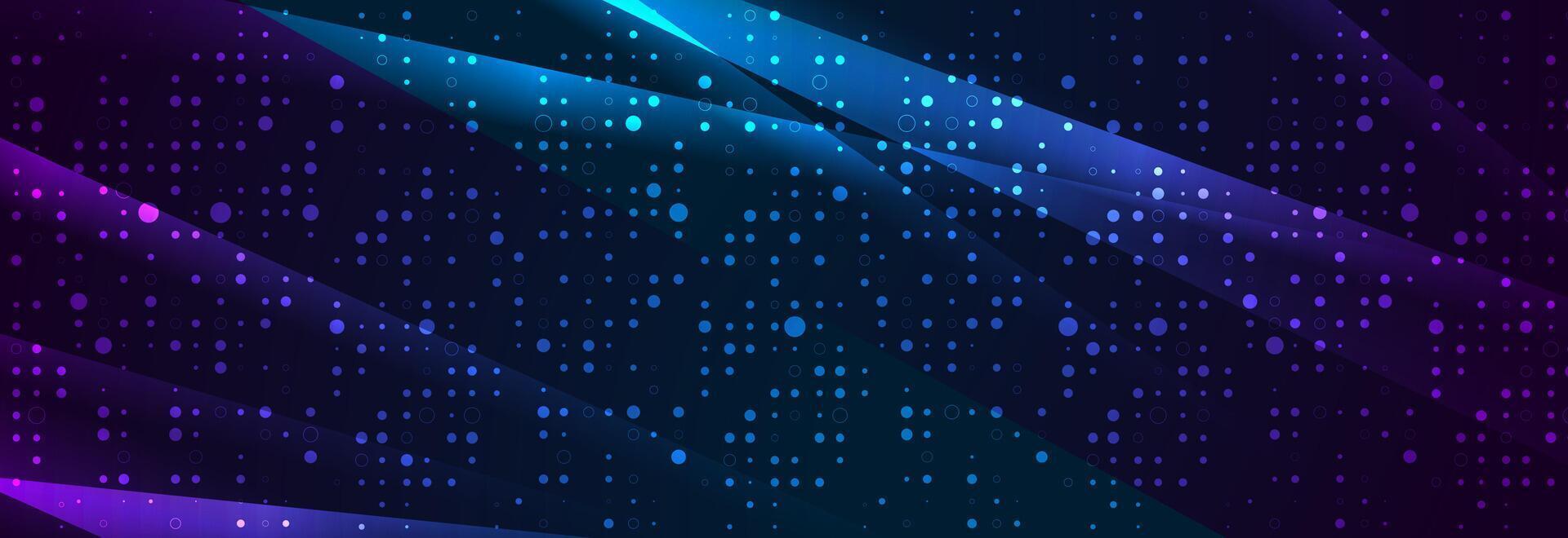 Abstract blue purple glowing background with stripes and dots vector