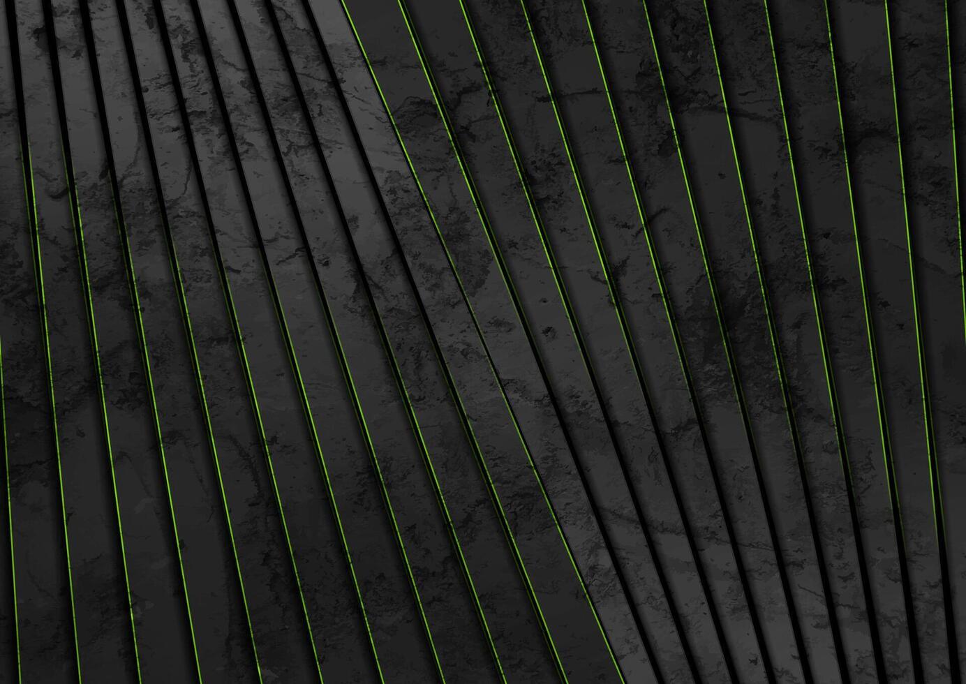 Black grunge striped abstract background with green lines vector