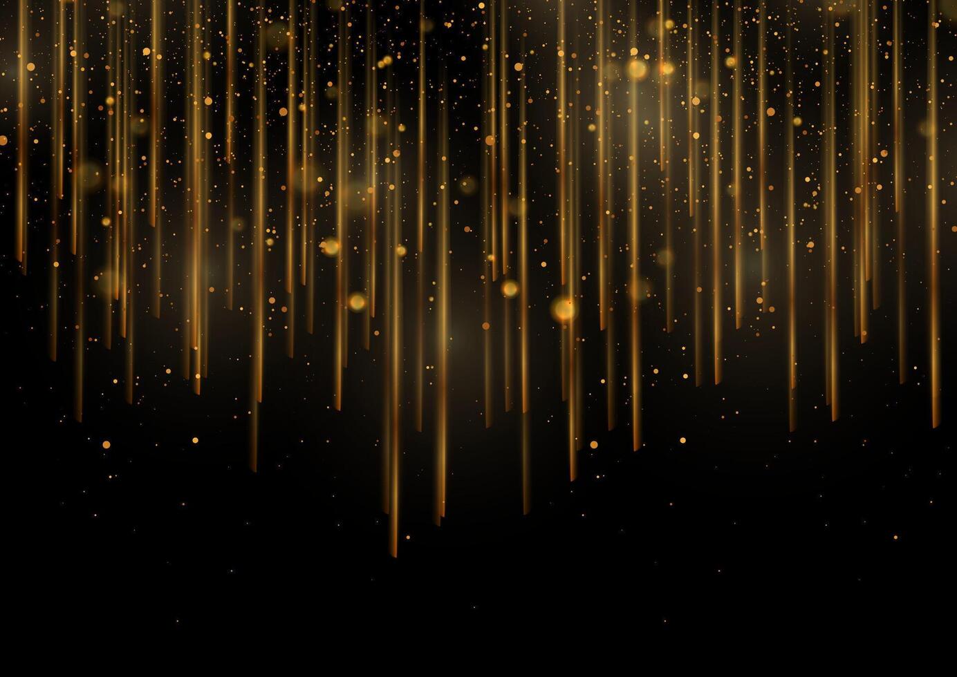 Golden shiny sparkling background with bokeh lights vector