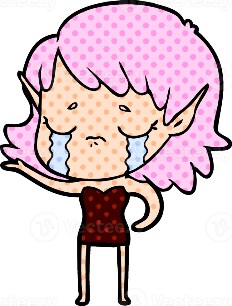 cartoon crying elf girl drawing png
