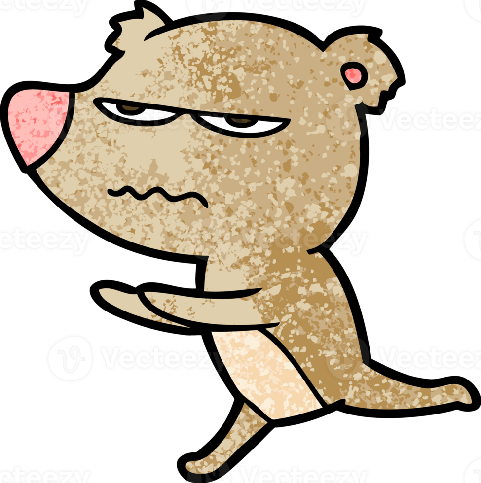 angry bear cartoon running drawing png