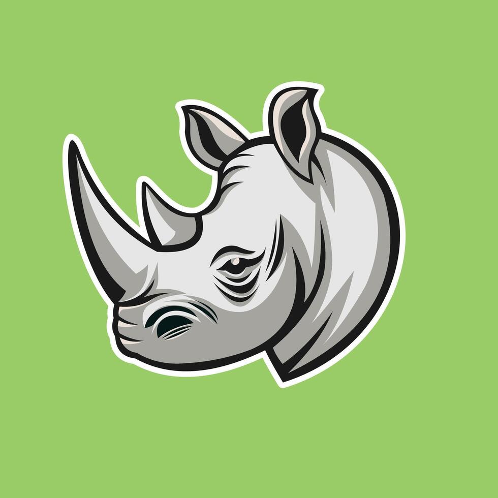 rhino head icon on green background vector