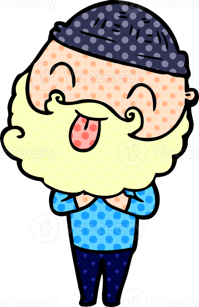 man with beard sticking out tongue drawing png