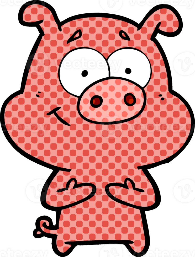 happy cartoon pig drawing png