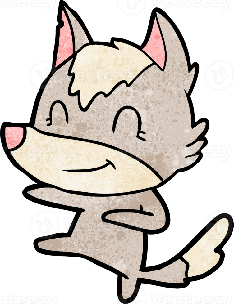 friendly cartoon wolf drawing png