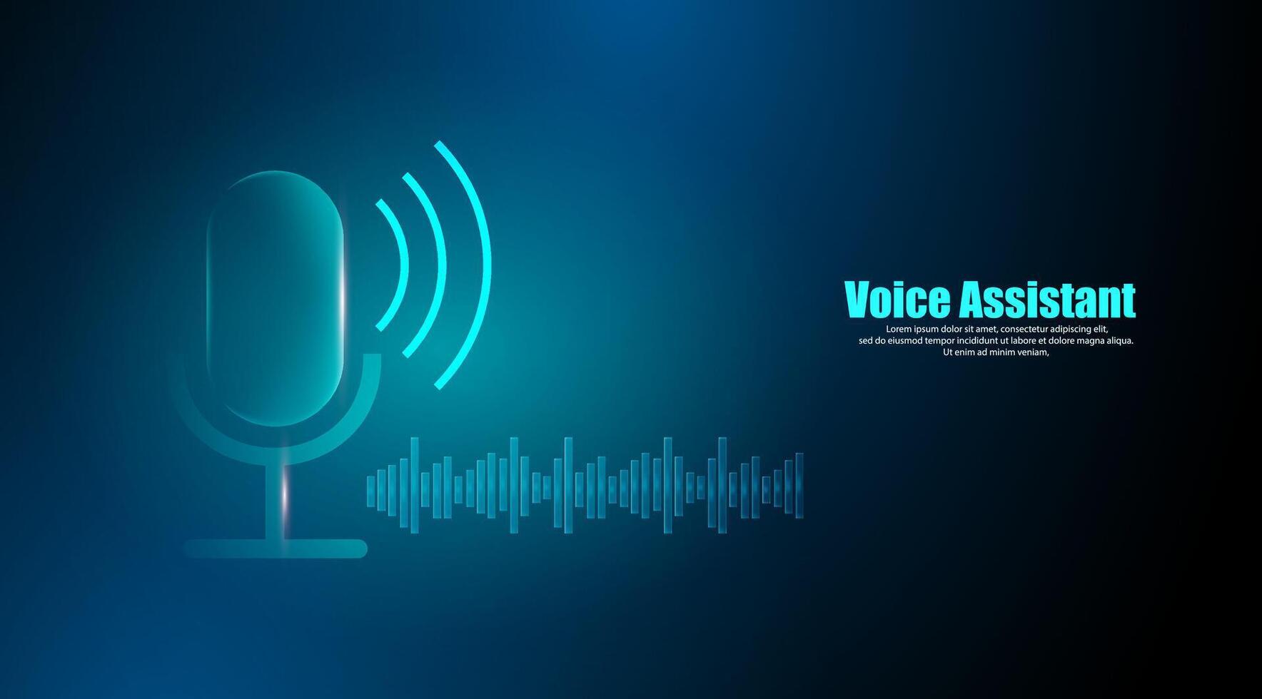 Voice recognition and a microphone help the virtual assistant answer. Futuristic technology background vector