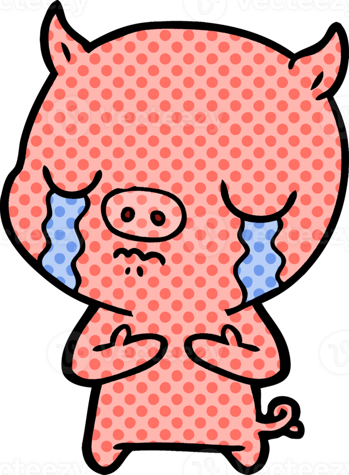 cartoon pig crying drawing png