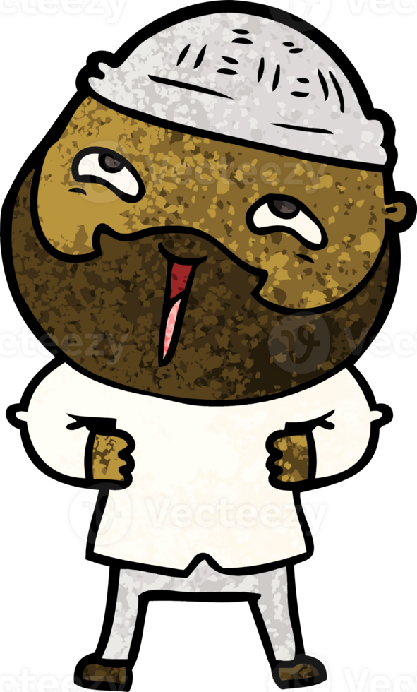 cartoon happy bearded man drawing png