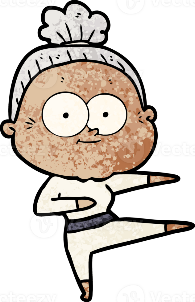 cartoon happy old woman drawing png