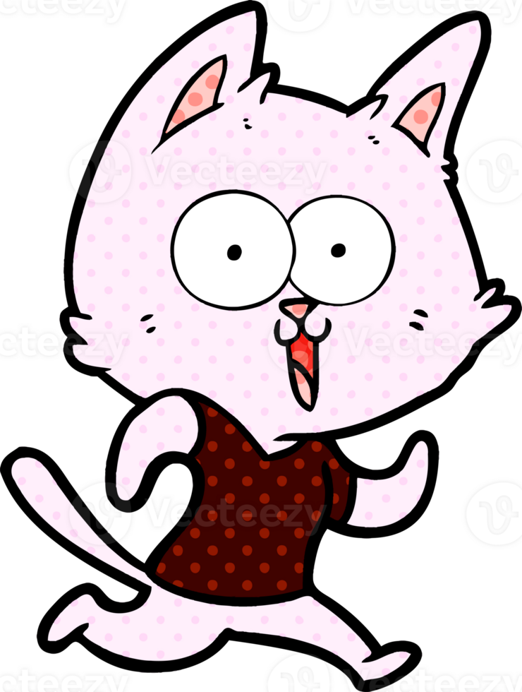 funny cartoon cat jogging drawing png