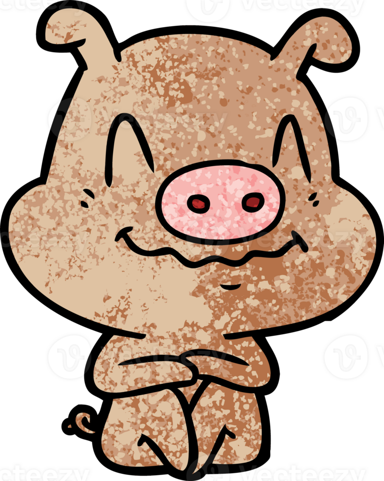 nervous cartoon pig sitting drawing png