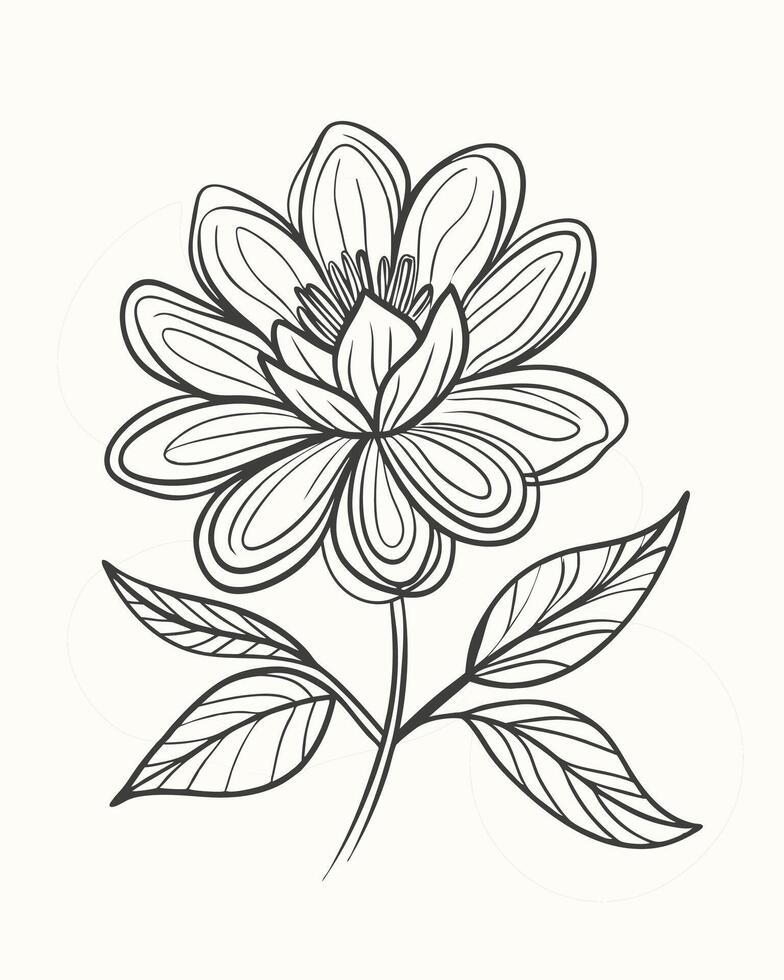 Monoline hand drawn flower vintage for your wall art or studio vector