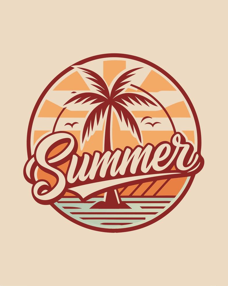 Monoline beach summer vibes retro and vintage for your desig community or your logo vector