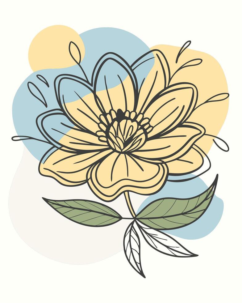 Monoline hand drawn flower vintage for your wall art or studio vector
