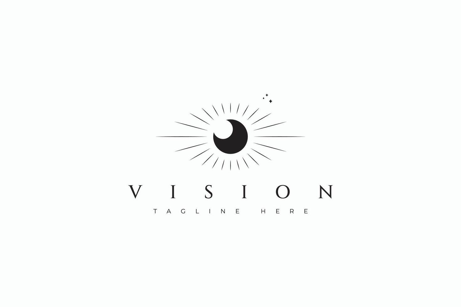 Elegant Minimalist Sun and Moon Vision Logo Design Esoteric vector