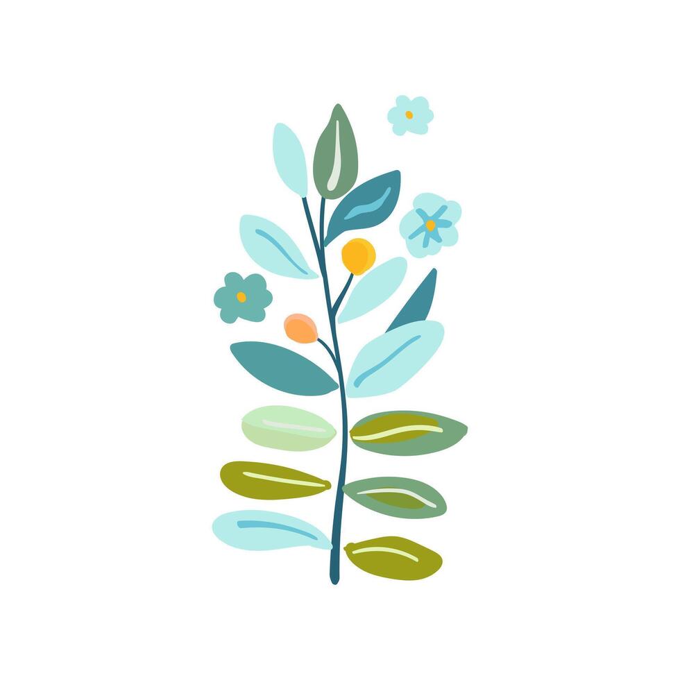 Minimalistic Isolated Branch with Delicate Leaves vector