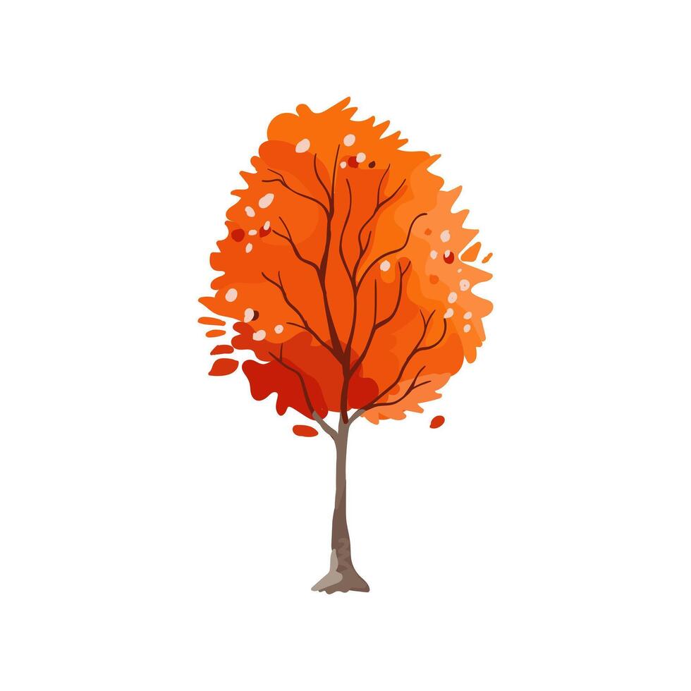 Isolated Autumn Tree with Orange Leaves vector
