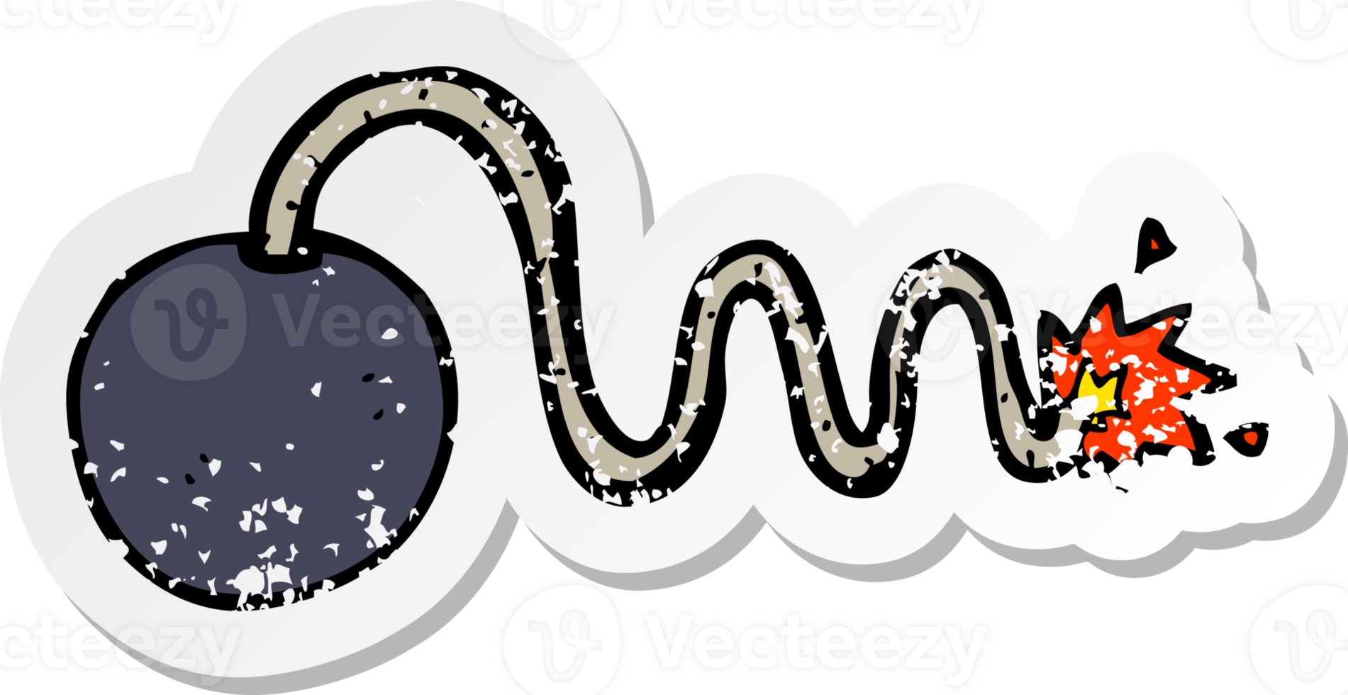 retro distressed sticker of a cartoon bomb drawing png