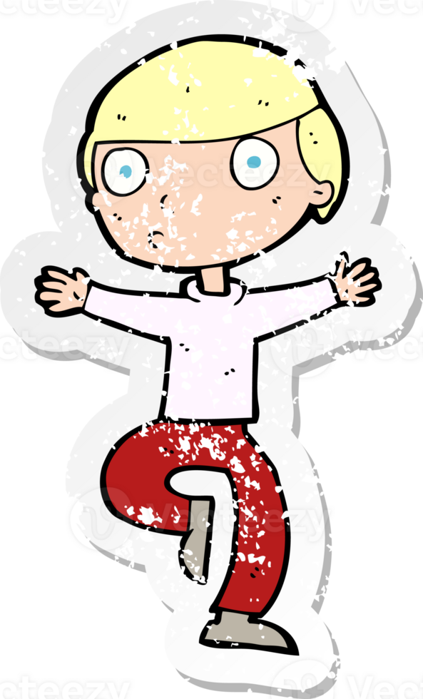 retro distressed sticker of a cartoon startled man drawing png