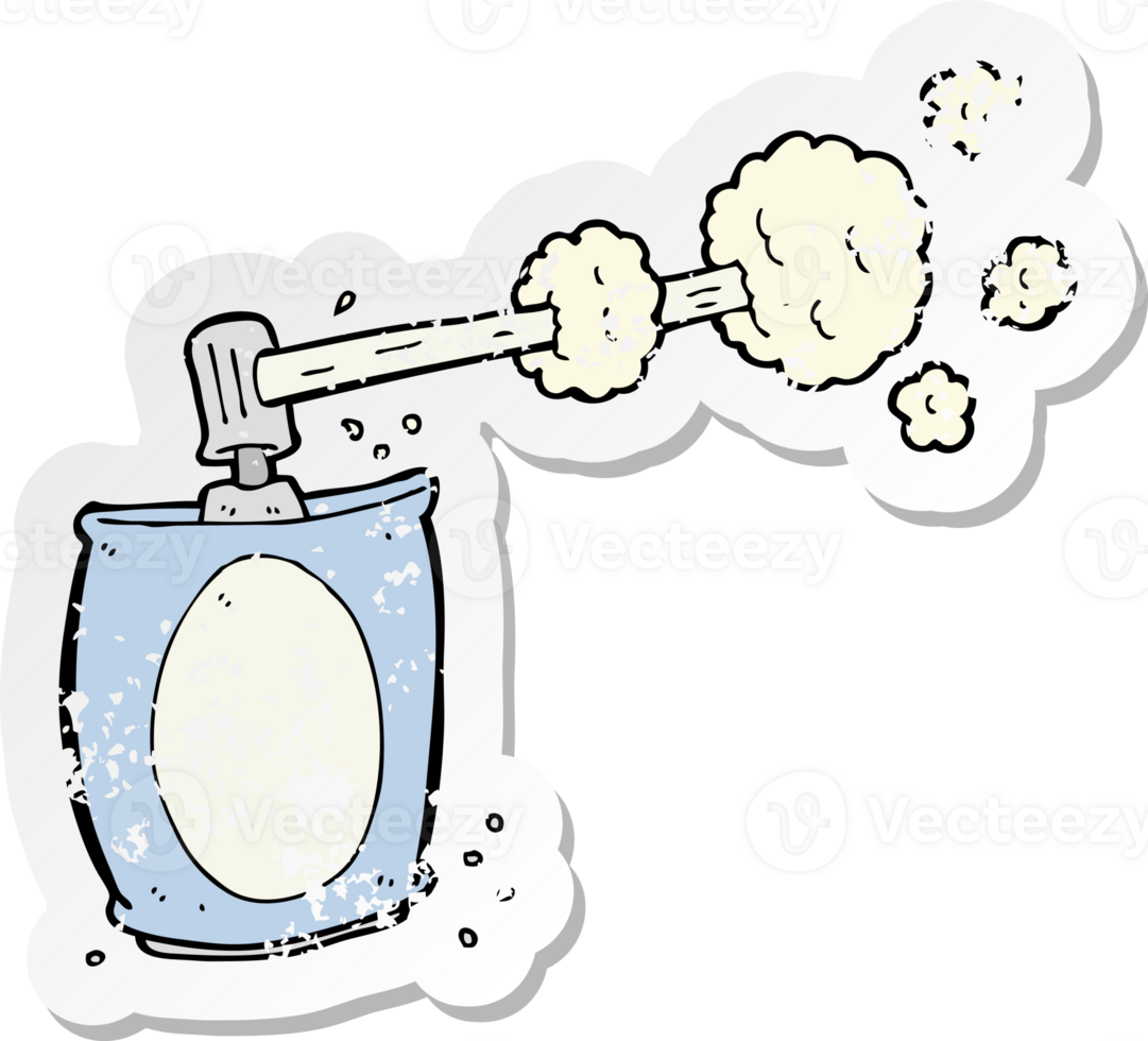 retro distressed sticker of a cartoon aerosol spray can drawing png