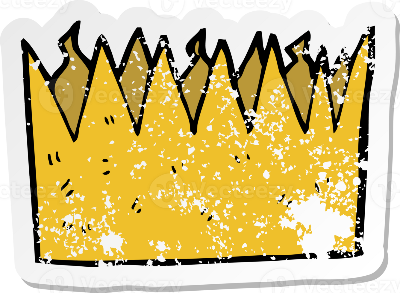 retro distressed sticker of a cartoon paper crown drawing png