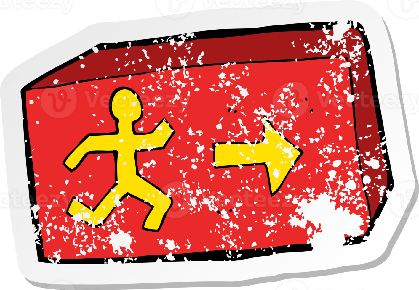 retro distressed sticker of a cartoon exit sign drawing png