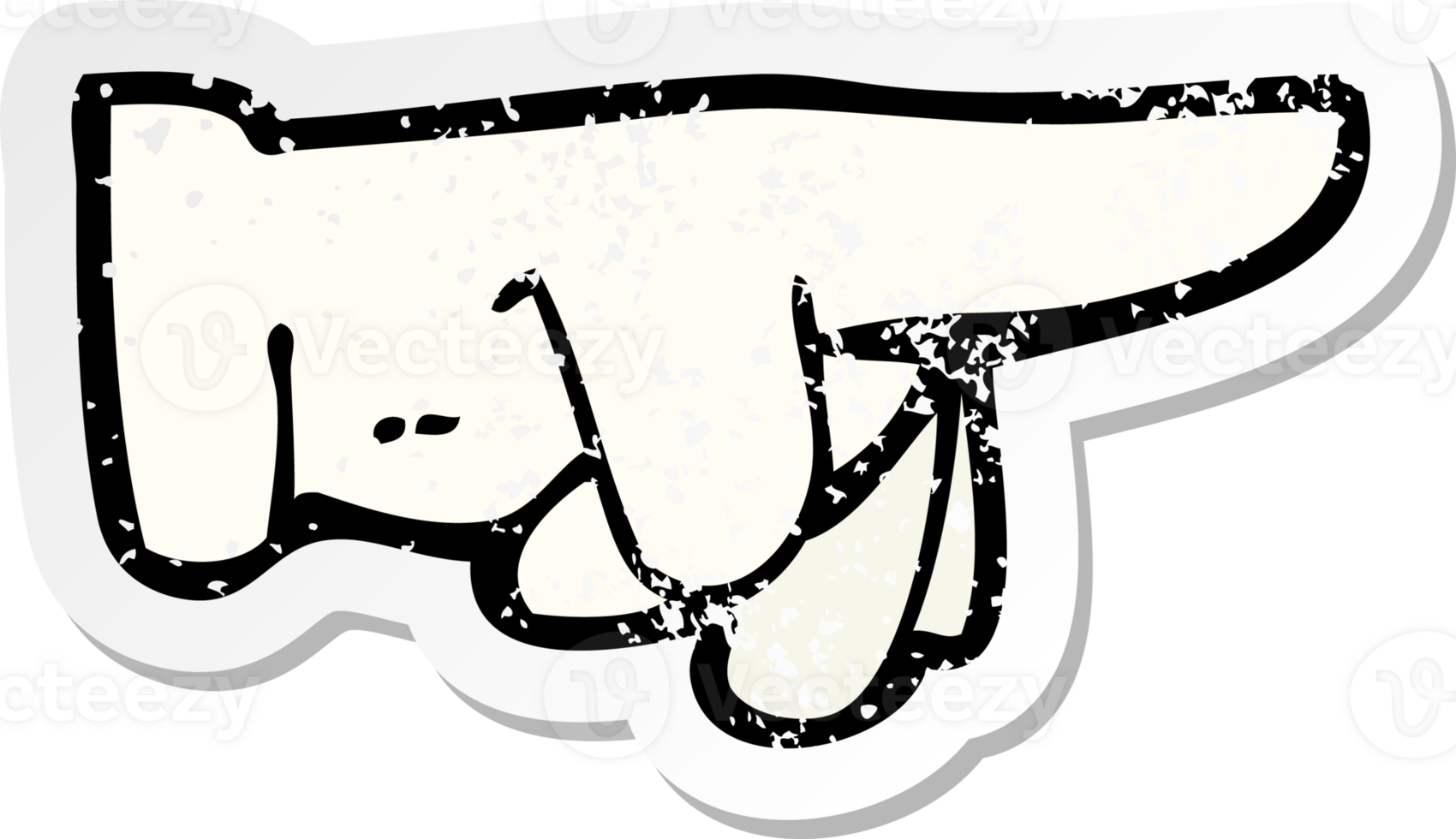 retro distressed sticker of a cartoon pointing hand drawing png