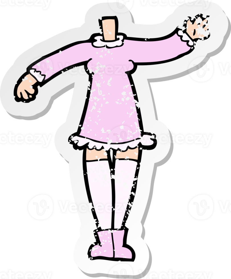 retro distressed sticker of a cartoon female body drawing png
