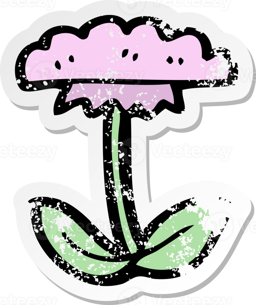 retro distressed sticker of a cartoon flower symbol drawing png