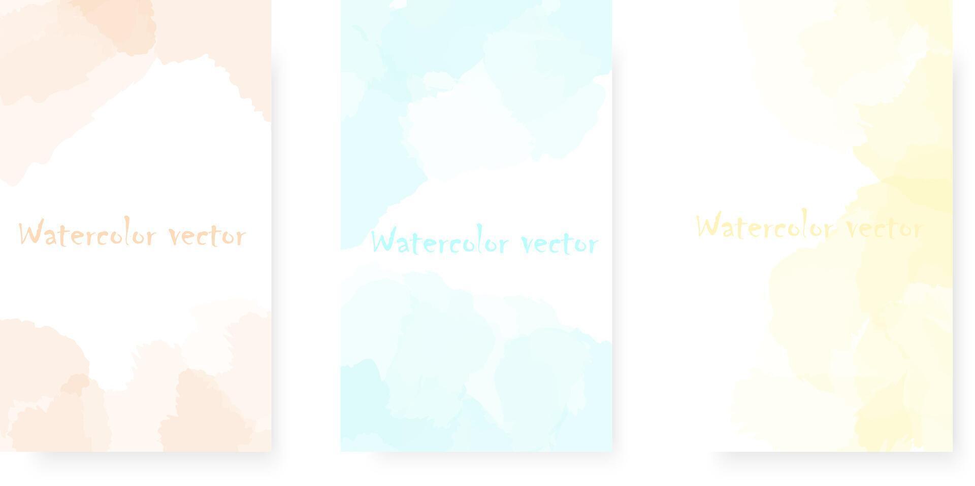 Watercolor Postcard Set Poster Collection with watercolor transparent texture Template to advertise your presentation ad submission vector