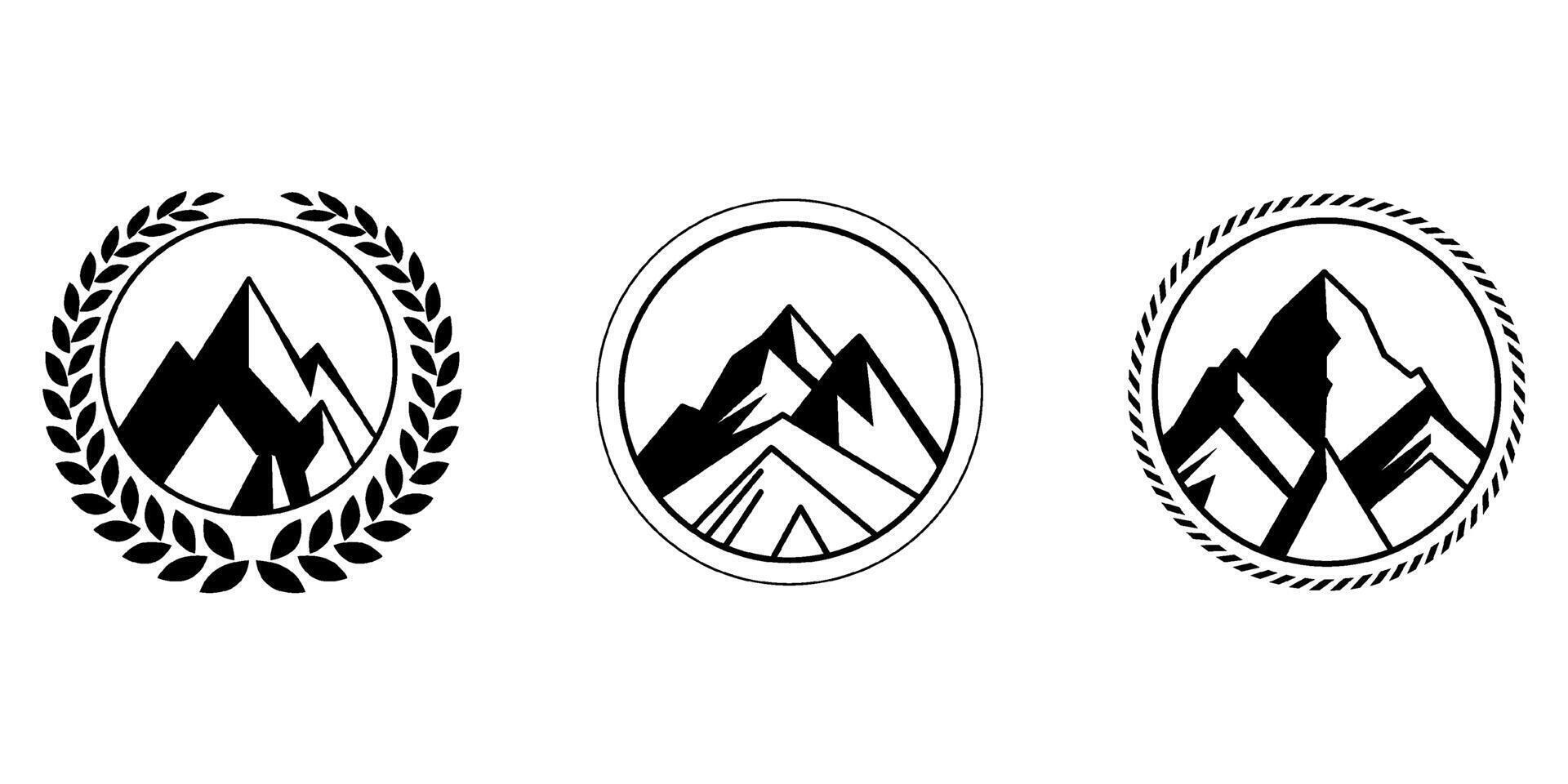 mountain set shapes and elements silhouette icon of mountain peaks and hiking vector