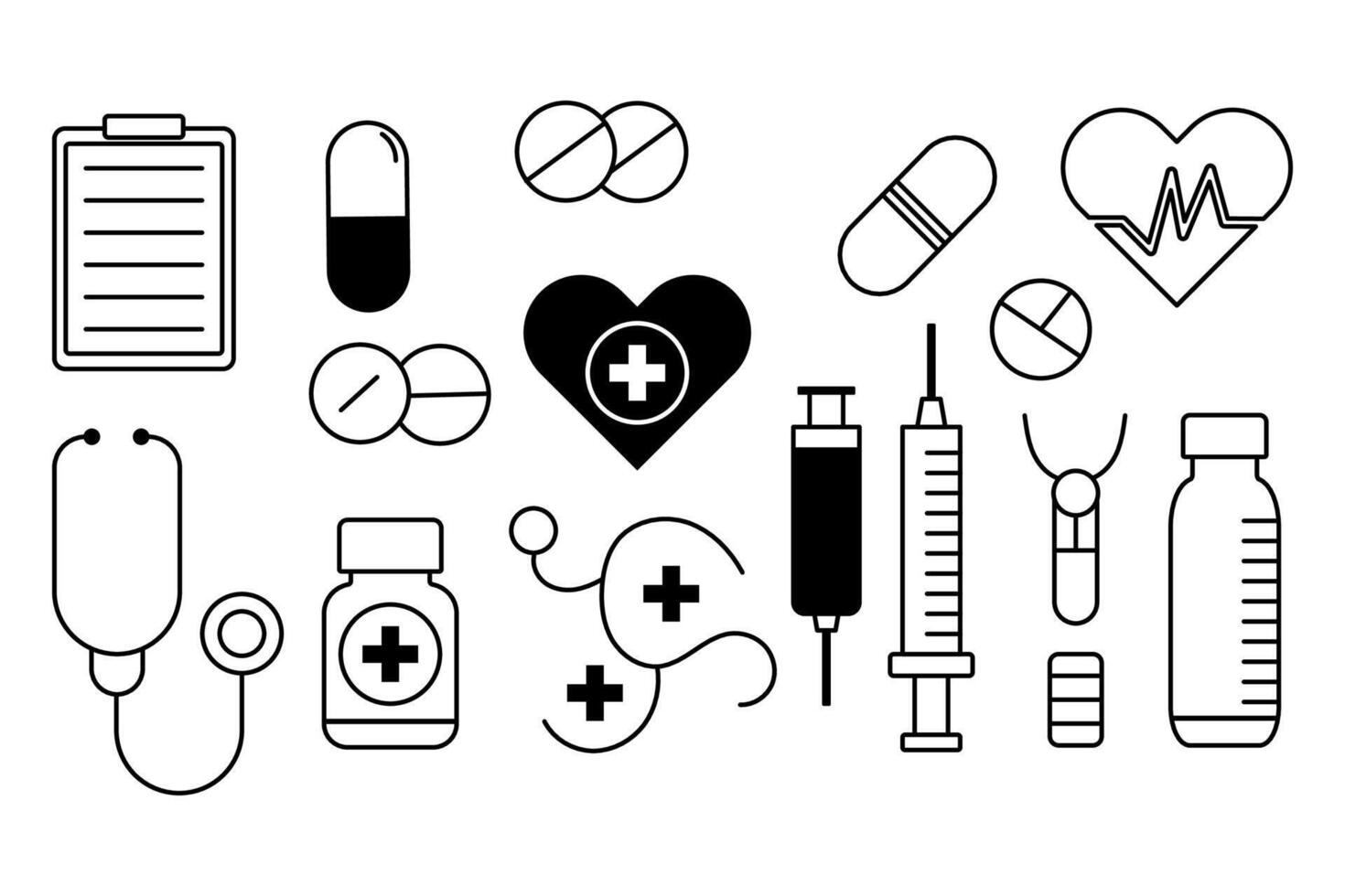 Medical and Healthcare Icons Set Symbols design vector